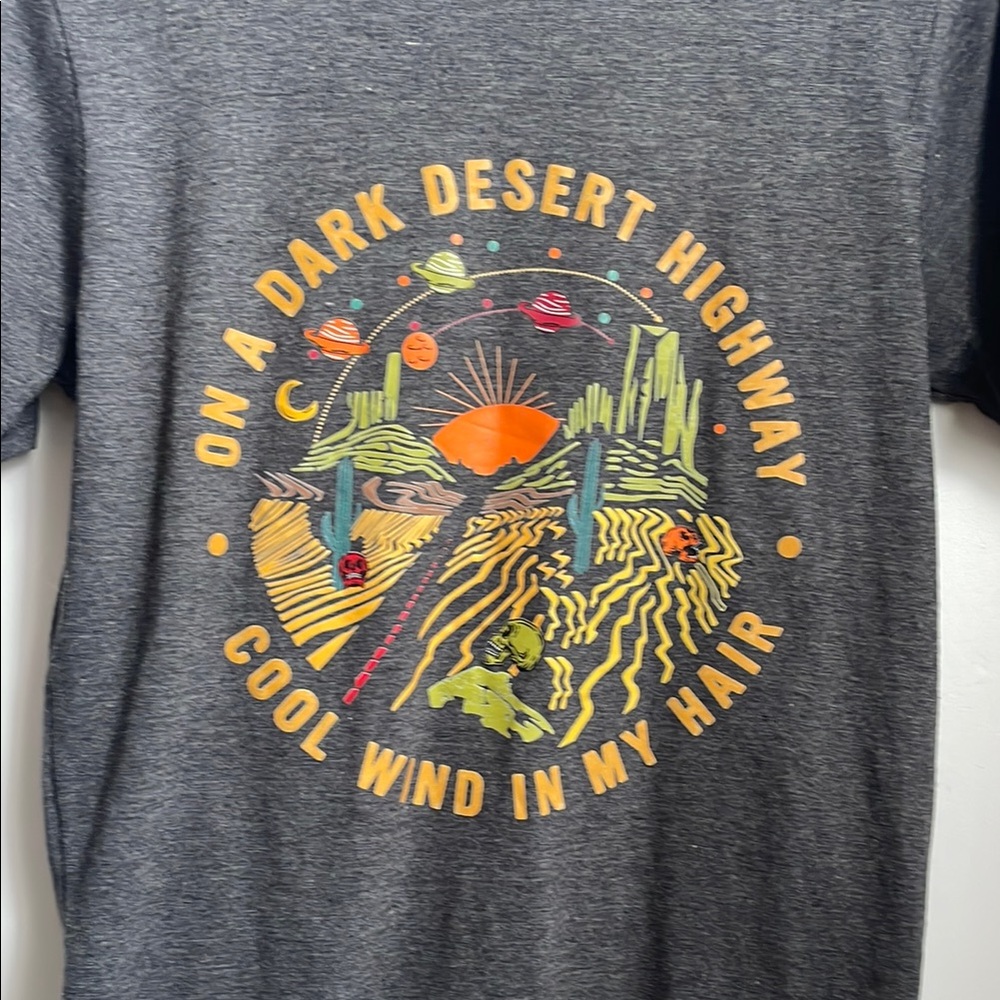 Gray Graphic T-Shirt with Colorful Design